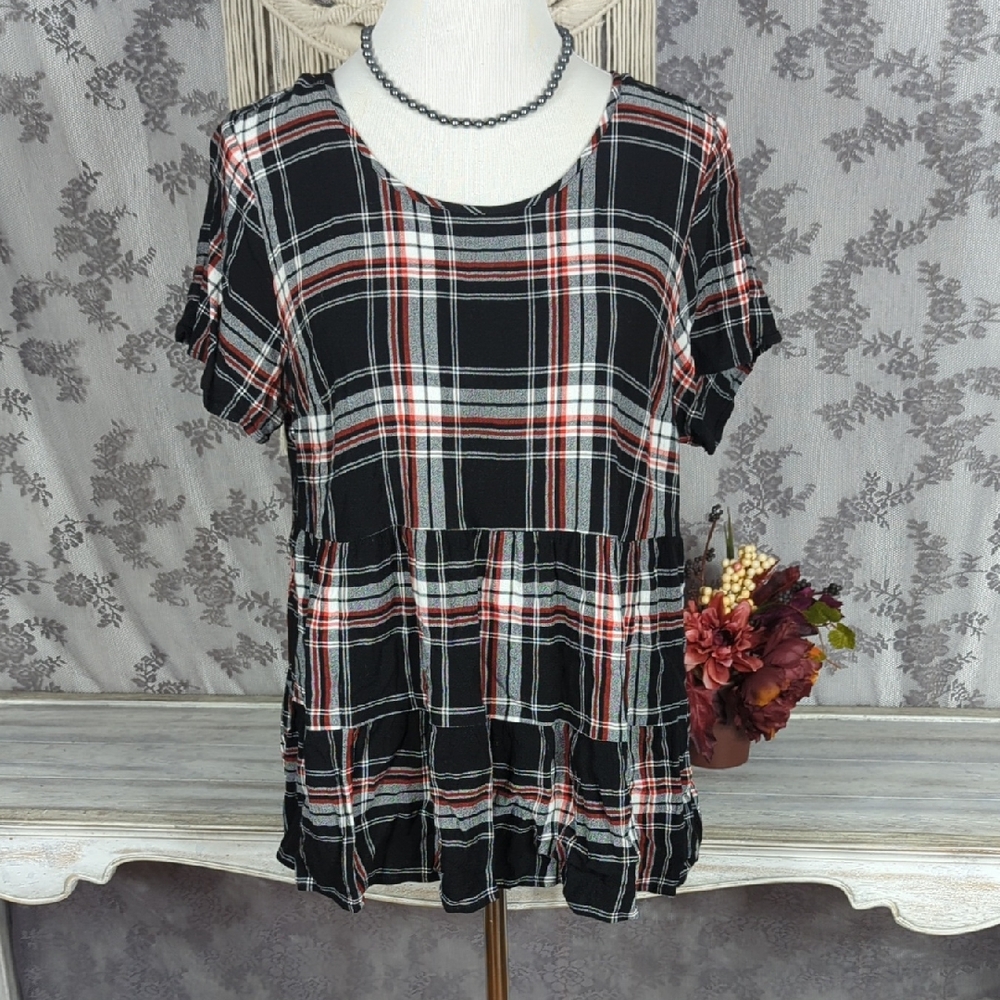 Torrid Plaid Black and Red Women's Top